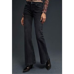 Paige Genevieve Flare Jeans Women’s Size 33 Faded Black‎ Stretch Denim Boho